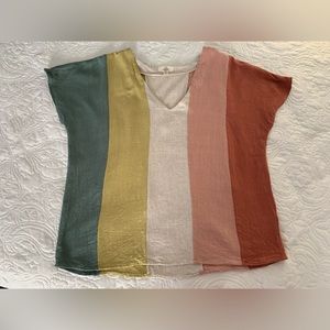 linen color block top